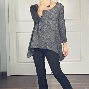 Eileen Fisher scoop neck shark bite hem top size M